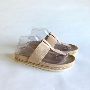 Vince Beige Leather Forest Platform Thong Sandals size 8